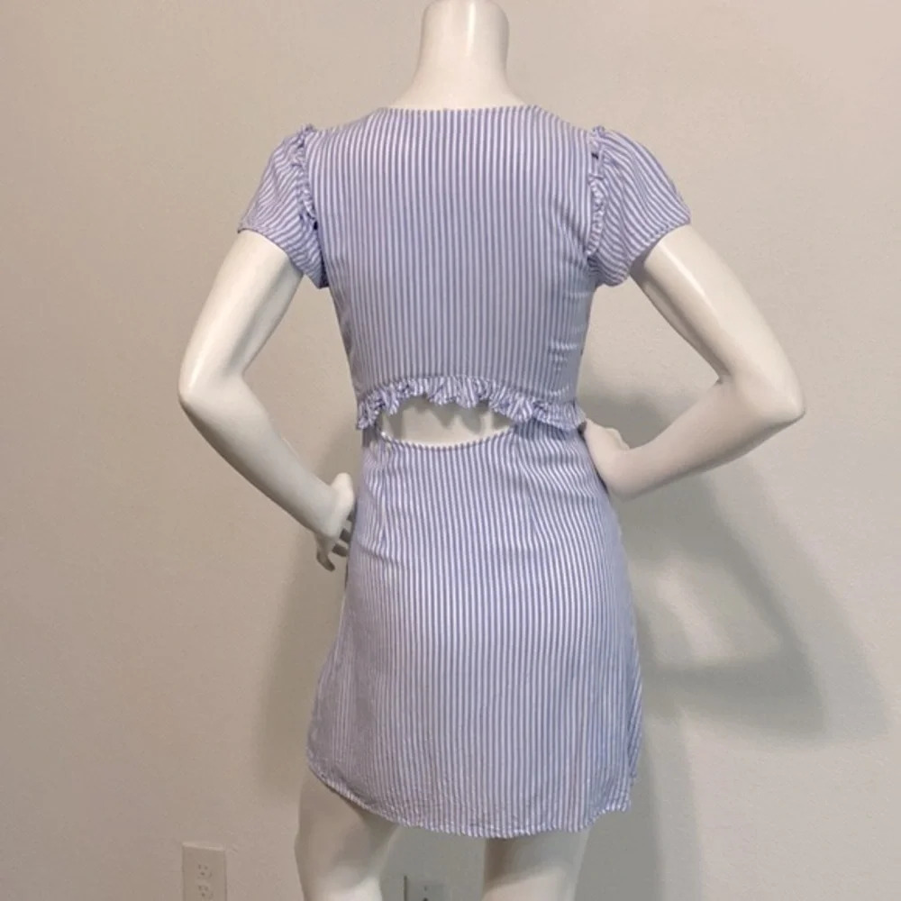 Lulus Seaport Blue and White Striped Tie Front Cutout Dress Size XS - Picture 8 of 10